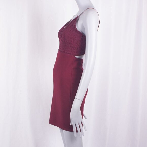 LULUS Late Night Snack Wine Red Lace Backless Bodycon Dress Size XS - Picture 6 of 9